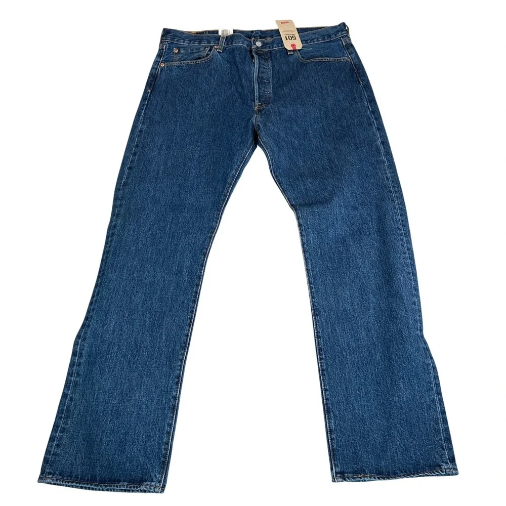 Levis 501 Original Mens 36x32 Dark Wash Blue Straight Leg Button Fly Jeans‎ New